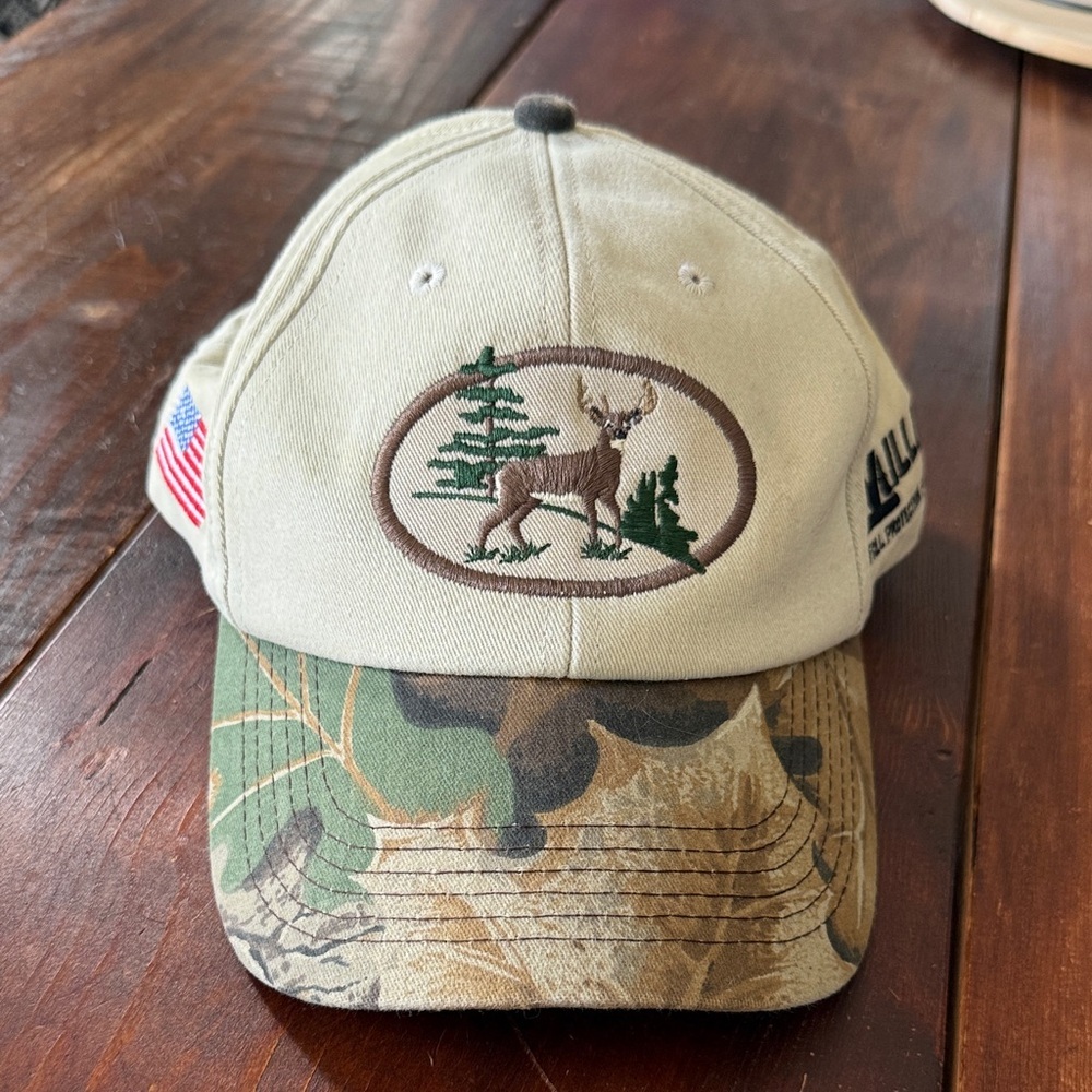 Miller Deer Embroidered Logo Cap - Beige with Flag and Camo Made in USA